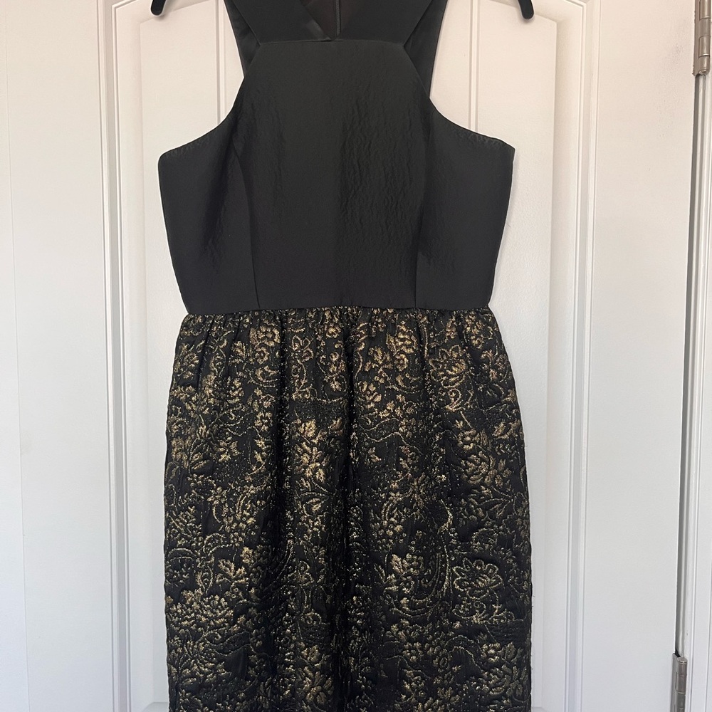 4.collective Black and Gold Damask Mini Skater Dress Size 4